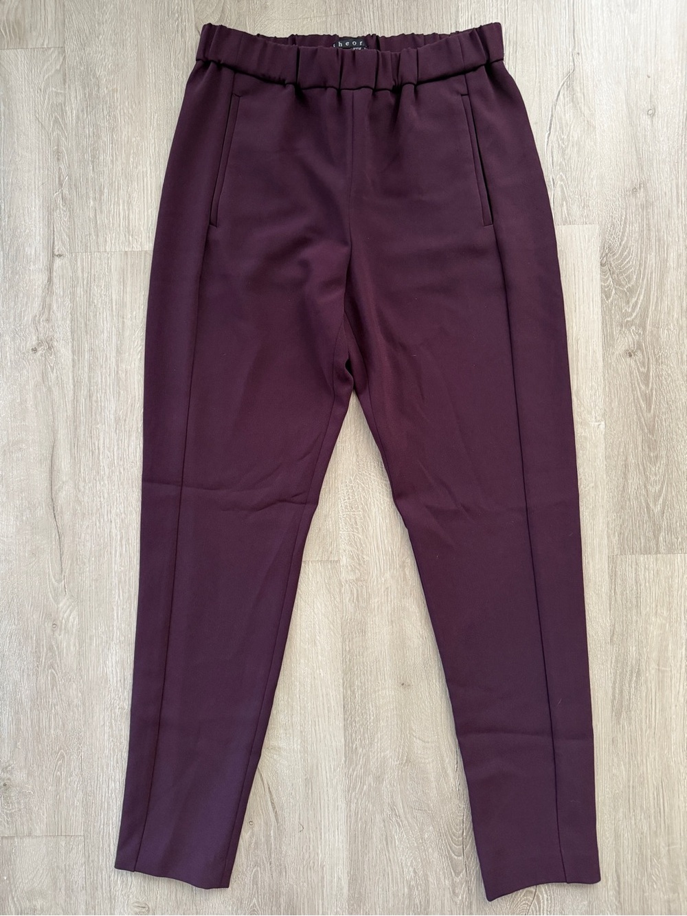 THEORY Dress Tapered Pants Thorene Elastic Waist Admiral Crepe Jasper Small
